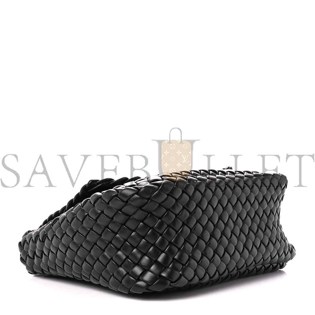 BOTTEGA VENETA NAPPA INTRECCIATO SMALL COBBLE SHOULDER BAG BLACK (26*21*9cm)